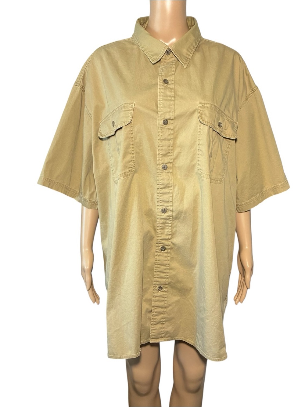 RedHead Men's Shirt 3XL Tan Button Down Short Sleeve Cotton Blend Pockets